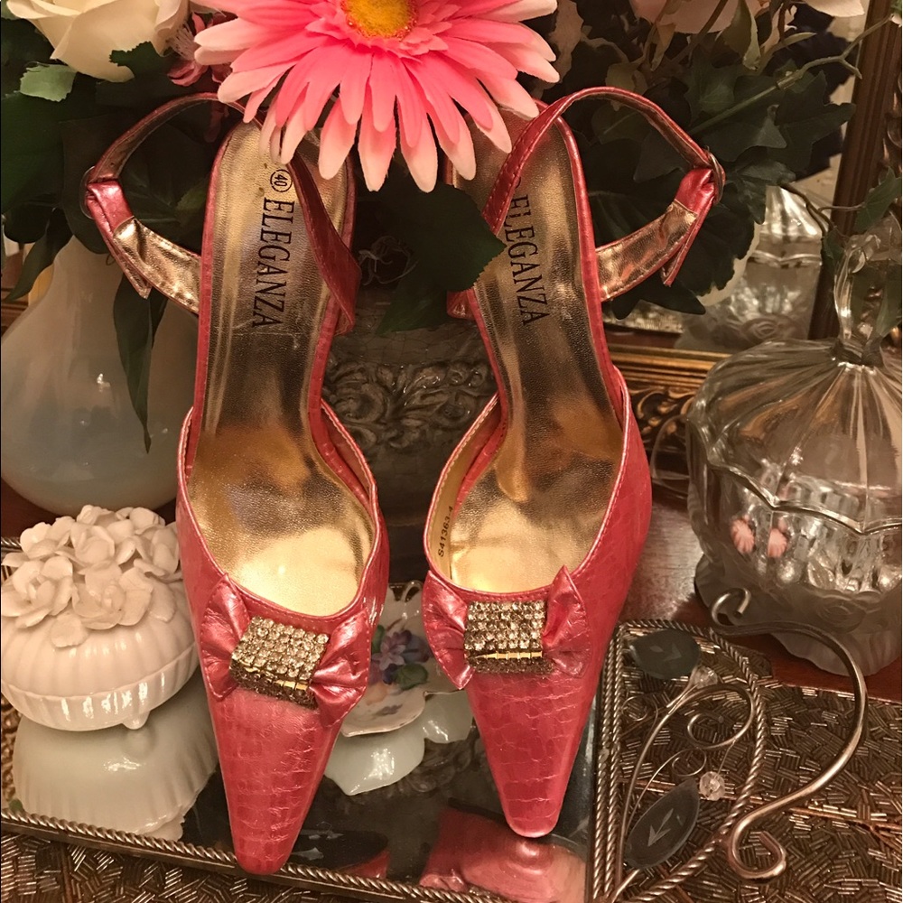 Eleganza Pink sling backs size 10